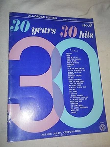 30 Years 30 Hits No. 3 - All-Organ Edition, Words and Chords (1967, Paperback - Picture 1 of 3