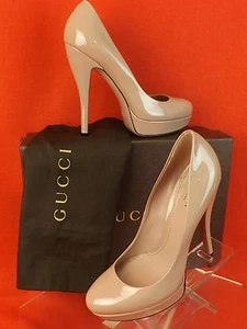 NIB GUCCI CIPRIA PATENT LEATHER LISBETH PLATFORM PUMPS #309995 39.5 9.5 $520 - Picture 1 of 12