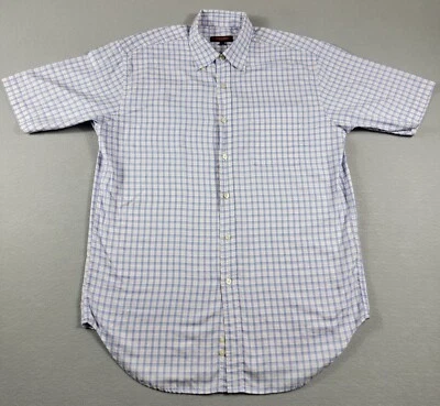 Austin Reed London Shirt Mens Large White Blue Pink Cotton Candy Plaid Button Up - Image 1 of 4