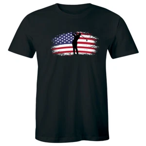 Golfer with American Flag Men's T-Shirt Outside Indoors Sport Golfing Tee - Picture 1 of 1