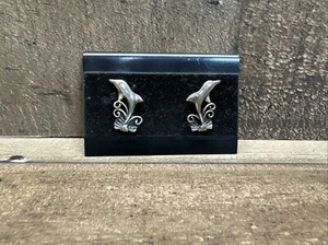 Silver Dolphin Clip Earrings Vintage - Imagen 1 de 4