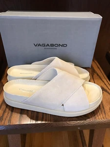 Vagabond Women's Erin Suede Sandals Slides Mules Off-White Ivory 38 NIB $110 - Picture 1 of 6