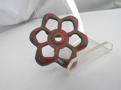 Vintage Steel Red and Green Outdoor Faucet Handle Cover