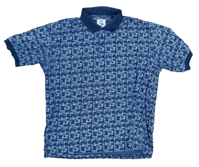 Pebble Beach Golf Polo Shirt Short Sleeve Men's XXL Blue Waves Pattern Cotton - Image 1 of 4