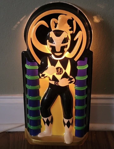 Vtg Black Mighty Morphin Power Ranger Large 18 In Wall Mounted Night Light Zack Cover