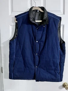 Mens Navy Blue Snap Up Puffer Vest Large - Picture 1 of 9