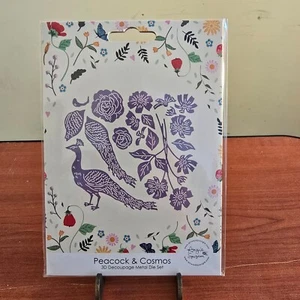 Angie Spurgeon Peacock & Cosmos 3D Decoupage Metal Die Set 477515 New - Picture 1 of 9