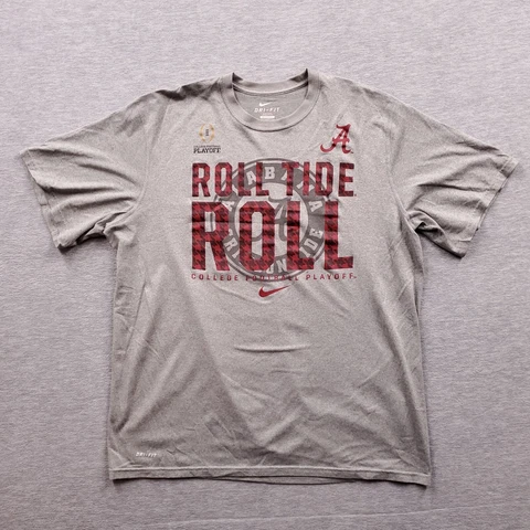 Alabama Crimson Tide CFP Nike DriFit Mens XL Gray Short Sleeve T Shirt 100% Poly Cover