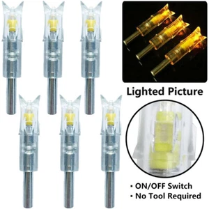 6Pcs Yellow LED Lighted Nock Tail for Arrows Crossbow Bolts ID .300''/7.62mm - Picture 1 of 9