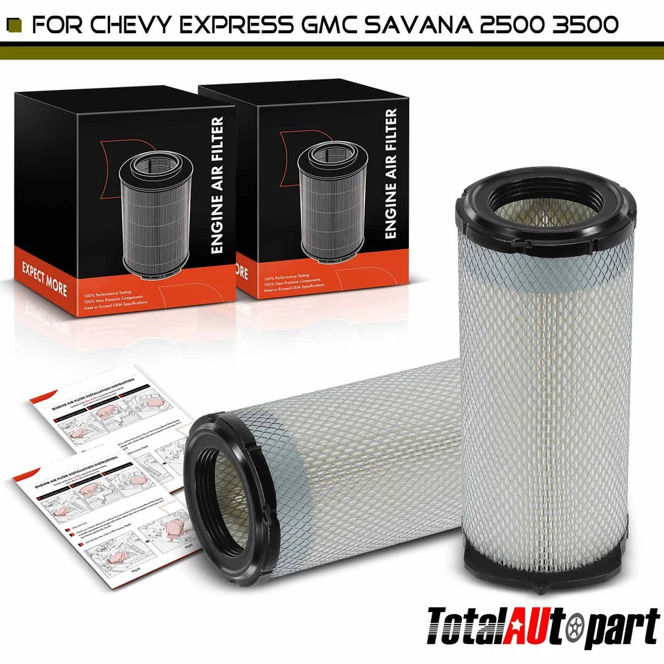2x Filtro de aire del motor para Chevrolet Express 2500 2017-2022 GMC Savana 3500 delantero Foto 1 de 4