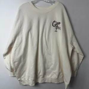 Old Navy sweatshirt sz 3X Tunic length pale yellow Ciao Sip Sip Hooray NWT - Picture 1 of 4