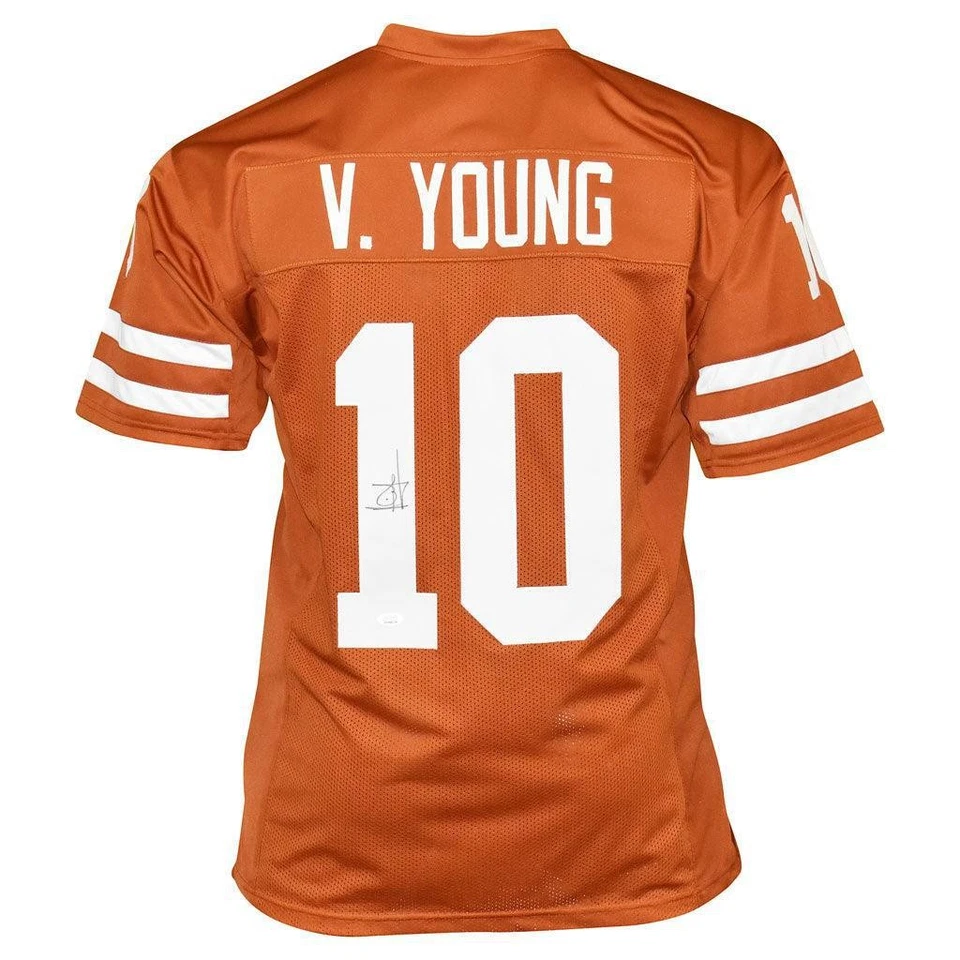 Camiseta de fútbol americano Vince Young firmada por Texas College naranja (JSA) Foto 1 de 3