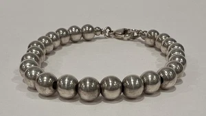 Sterling Silver 7.9mm Ball Bead 7-1/4" Chain Bracelet 9g - Picture 1 of 5