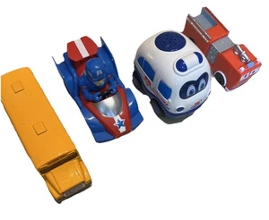 Set Of 4 Pcs๐๐๐๐ปCaptain America, School Bus,fire Truck, Police - Picture 1 of 6