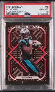 Grabado eléctrico Panini Obsidian DJ Moore 2021 rojo SSP #/10 PSA 10 gemas como nuevo Pop 1 - Imagen 1 de 3