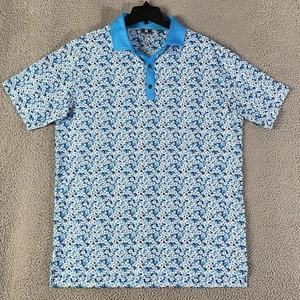 FootJoy Poloshirt Herren Large blau Blumen St Marlo Golfschläger Performance Stretch - Bild 1 von 9