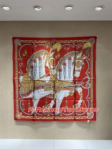 Womens Two Lovestruck horse Printing Double Face Square Silk Twill Scarf 35" S32 - Imagen 1 de 6
