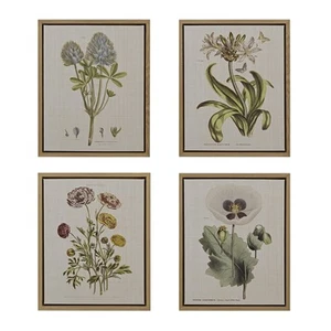 Botanical Wall Art Living Room Decor - Vintage Floral Linen Canvas Framed Wal... - Picture 1 of 8