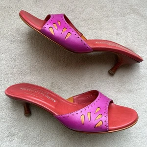 Sandalias Donald J Pliner Fucsia Rosa Naranja Cuero Tacón Gatito Mujer 6.5 Pop - Imagen 1 de 19