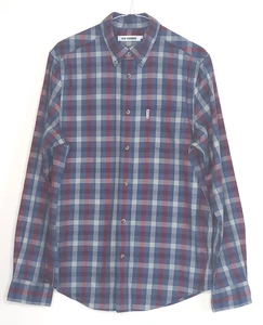 Ben Sherman UK Medium Blue Red Checked Long Sleeve Cotton Shirt Preppy Retro - Picture 1 of 9