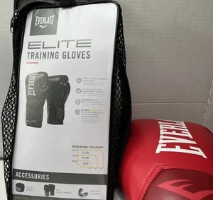 Evertlast EIITE pro style leather 8 oz training boxing gloves red pre-owned - Picture 1 of 12