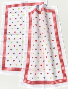 2 toallas de vajilla corazones crujido cocina paños corazones amor colorido decoración a cuadros rojo - Imagen 1 de 4