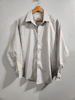 Calvin Klein Hombre Calce Ajustado Abotonado Gris 17 1/2 Cuello 32/33 Antiarrugas Foto 1 de 4