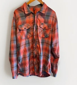 RVCA Plaid Flannel PM Tenor Zip-up Botton Shirt Mens Size XL - Picture 1 of 9