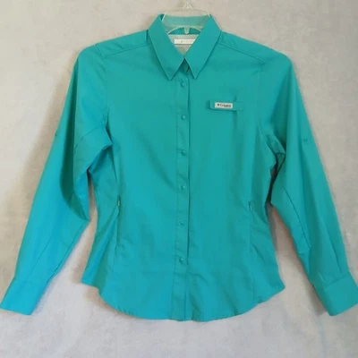 Camisa de pesca Columbia PFG Tamiami II manga larga ventilada secado rápido azul/verde XS Foto 1 de 4