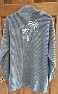 NEW The Beach People Twin Palms Gray Cardigan Cable Knit Sweater size XL 2X NEW - Picture 1 of 8