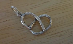 Sterling Silver 3D 21x13mm Large Salted Pretzel Food Charm - Picture 1 of 3