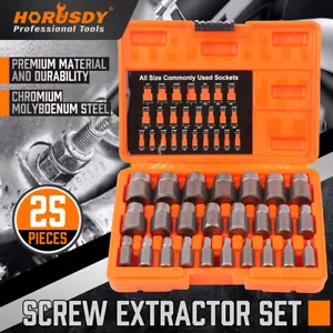 25 PC Multi-Spline Screw Extractor Set Hex Head Bit Socket Wrench Bolt Remover - Picture 1 of 8
