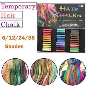 6/12/24/36 UNICORN HAIR CHALK TEMPORARY HAIR DYE COLOUR SOFT PASTELS SALON KIT - Picture 1 of 27