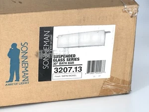 NEW Sonneman 30" Bath Bar, Suspended Glass Series, 3207.13 Satin Nickel - Picture 1 of 10
