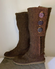 UGG Classic Cardy Knit brown gold boots womens size 8 Buttons sweater boot tall