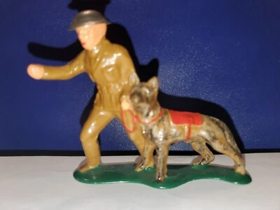Barclay Soldier with German Shepherd Dog Vintage Dimestore Military Figure - Image 1 of 4
