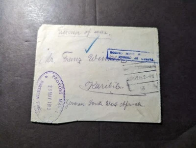 1915 Цензура Англии Первой мировой войны военнопленный Обложка для Карибиба Немецкий SWA - Изображение 1 из 2