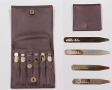 Brooks Brothers Burgundy Leather Case w/ Gold Metal Metallic Collar Stays
