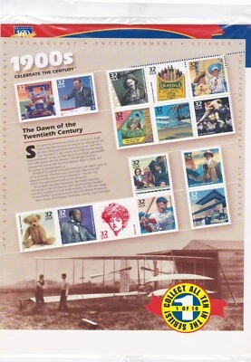 US Stamp Sheet #3182 Celebrate the Century 1900s NH in Original Pkg 32c 1998 - Image 1 of 2