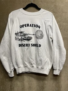 VINTAGE Operation Desert Storm Sweatshirt Mens Large Gray Cotton Blend 90s USA - Picture 1 of 3