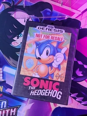 Sonic the Hedgehog Game Cartridge Sega Genesis + Box. Not For Resale - Image 1 of 4