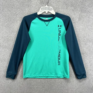Under Armour Shirt youth large Green long sleeve Cold gear loose logo - Picture 1 of 18