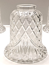 Vintage Star Diamond Zipper Fan Clear Etched Cut Glass Chandelier Lamp Shade