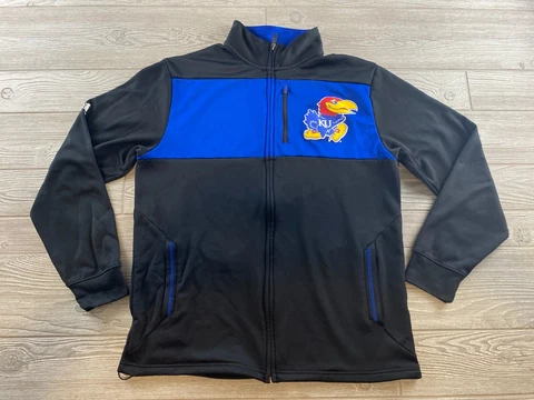 Kansas Jayhawks adidas Jacket Men's Blue/Black Climawarm Full Zip Mock Neck L Cover