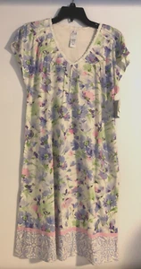 NWT Aria Size Small Cotton/Rayon Knee Length Nightgown Pretty Floral Tucks Lace - Picture 1 of 12