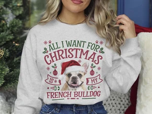 Xmas Sweatshirt Christmas Sweater French Bulldog Dog Lover Xmas Jumper Day - Picture 1 of 7