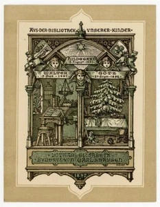 unbekannt - Exlibris von Lothar u. Elisabeth Buderus v. Carlshausen - kolorierte - Imagen 1 de 1