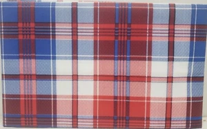 EcoVinyl Peva Kitchen Tablecloth, 52"x70" Oblong, RED, WHITE & BLUE PLAID,Kane - Picture 1 of 14