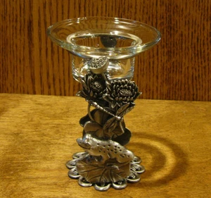 FROG VOTIVE #GIG4614 Pewter and Glass, 4.5" high, NEW From Retail Shop - Foto 1 di 2