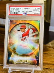 Juan Soto Orange Refractor /50 PSA 10 2021 Stadium Club Chrome Crystal Ball POP3 - Picture 1 of 2